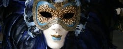 Venetian Mask - Striking of a deep blue traditional mask from Venice, Italy