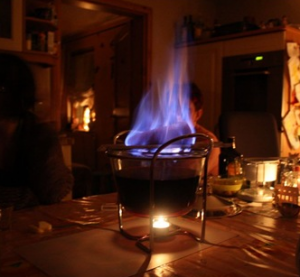 Flaming christmas wine in Dresden, Germany