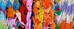 Peace Monuments - Hiroshima - Rainbow origami cranes for children