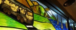 Transcantabrico train in stained glass