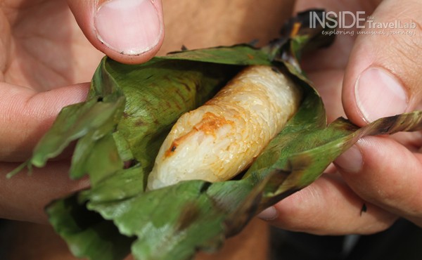 Banana leaf unwrapped