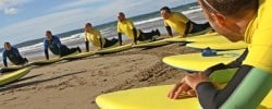 Surf lesson pose