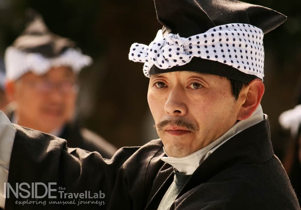 Man at winter festival in hachinohe Man at winter festival in hachinohe