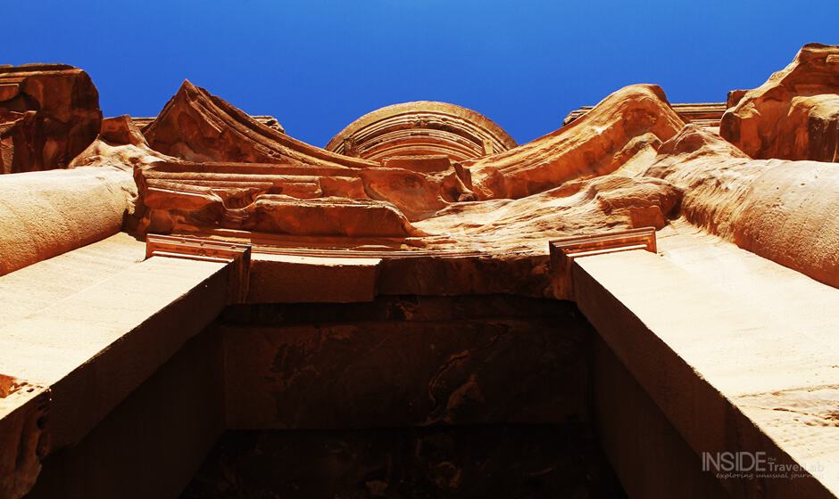 Looking up at the monastery in Petra Looking up at the monastery in Petra, Jordan
