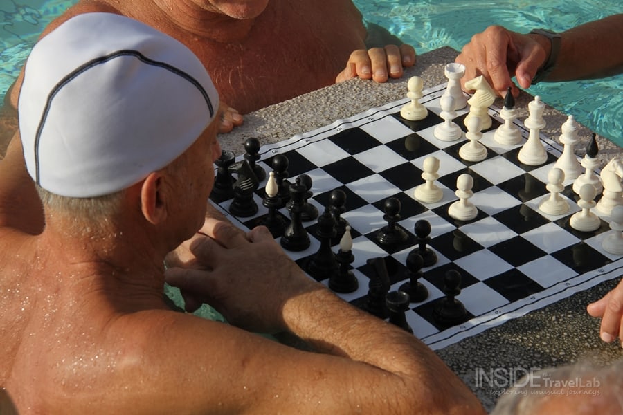 Playing chess in Budapest Baths