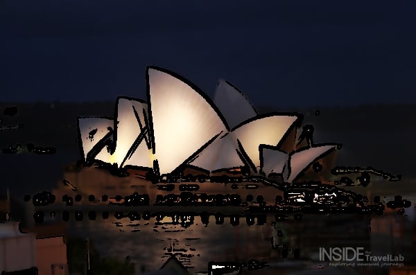 The Sydney Opera House At Night Cartoon