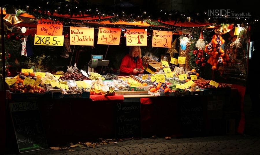 Veg stall at the Munich Christmas Market
