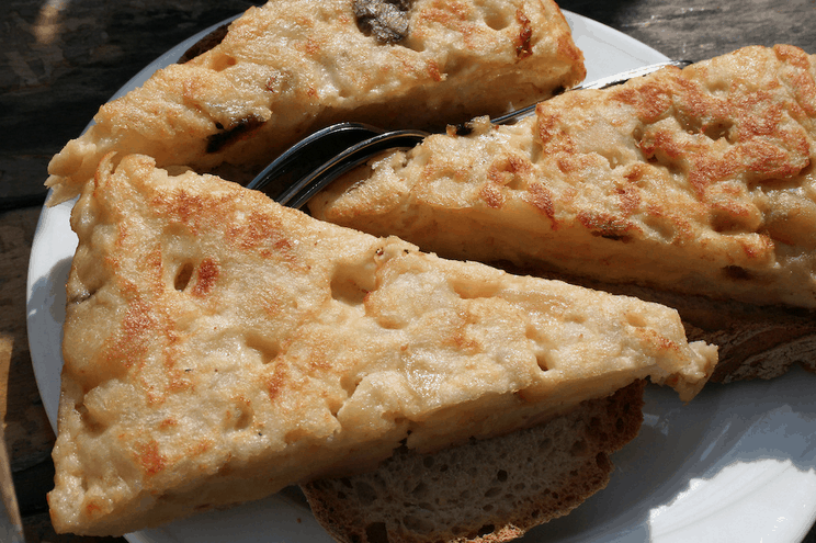 Tortilla on bread in Spain