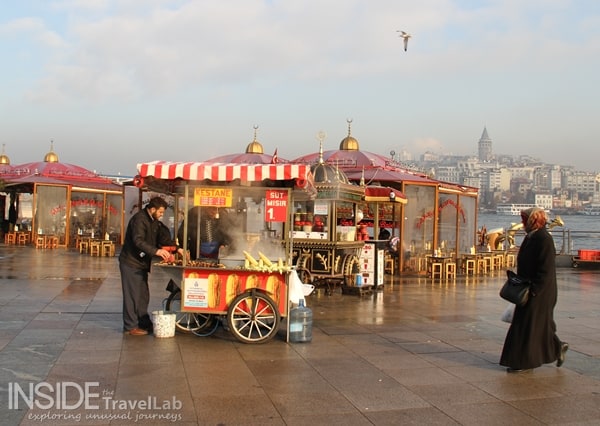 People shopping in the square Near Golden Horn in Istanbul - Istanbul in Winter