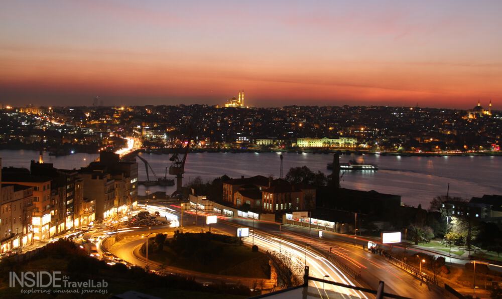 About Istanbul - a thriving city at night that straddles Europe and Asia
