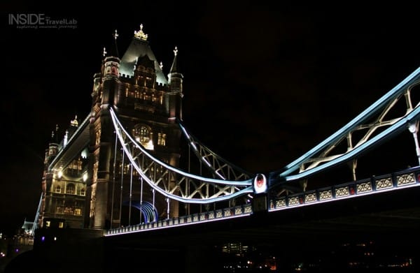 Tower Bridge Hotel Lit Up At Night