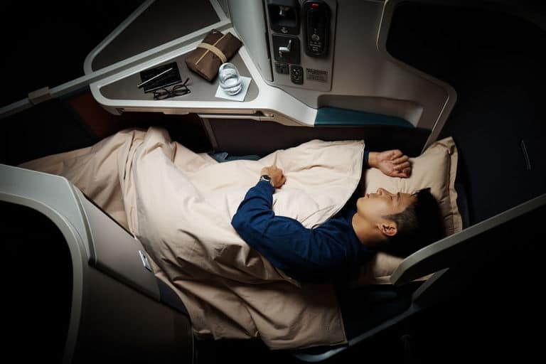 Cathay Pacific Business Class Review - Fully reclining beds perfect for sleeping