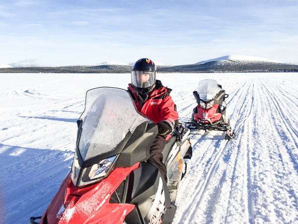 Sweden - Kiruna - riding on a snow mobile