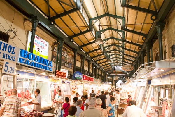 Greece - Athens - Central Market - Interior wide shot for food guide