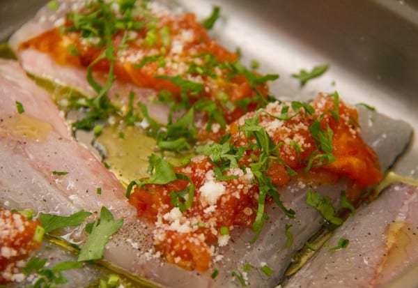 Greek food sea bass