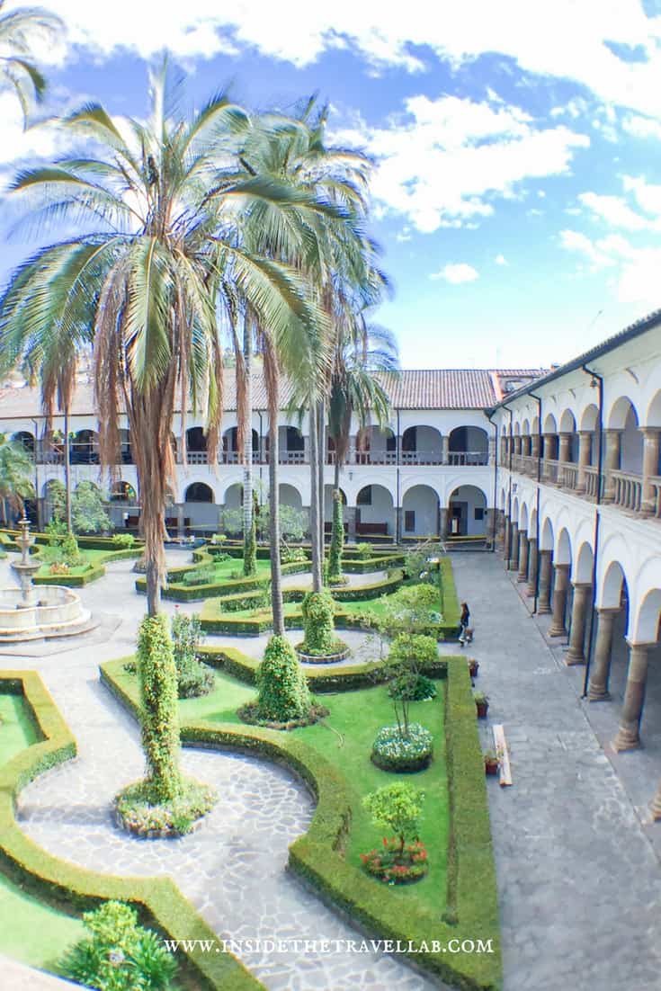 Tree-filled courtyard in Quito, Ecuador