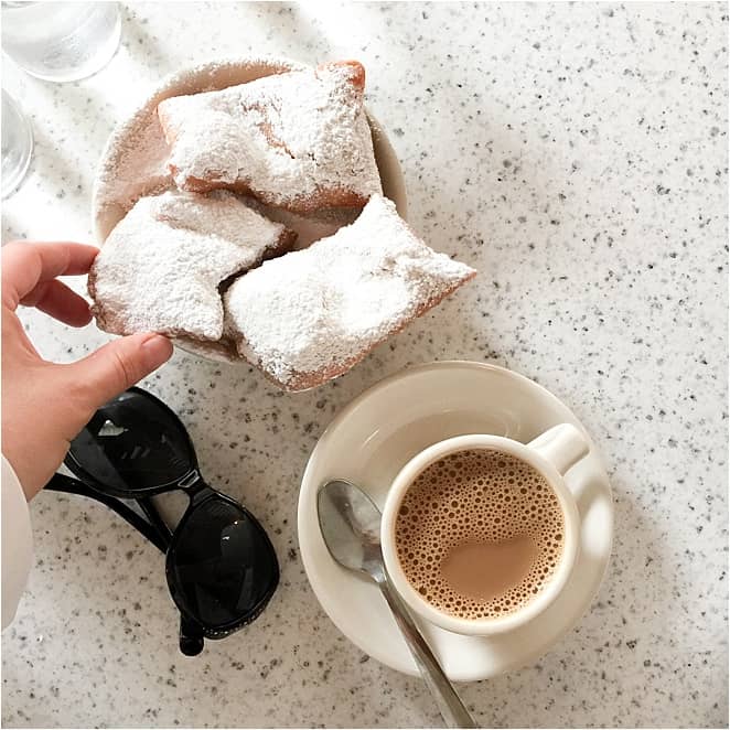 Beignets and chicory coffee in New Orleans