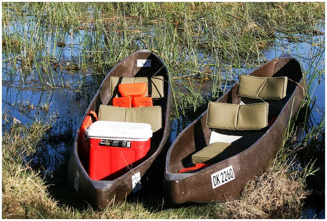 Mokoro safari boats on the banks in Botswana