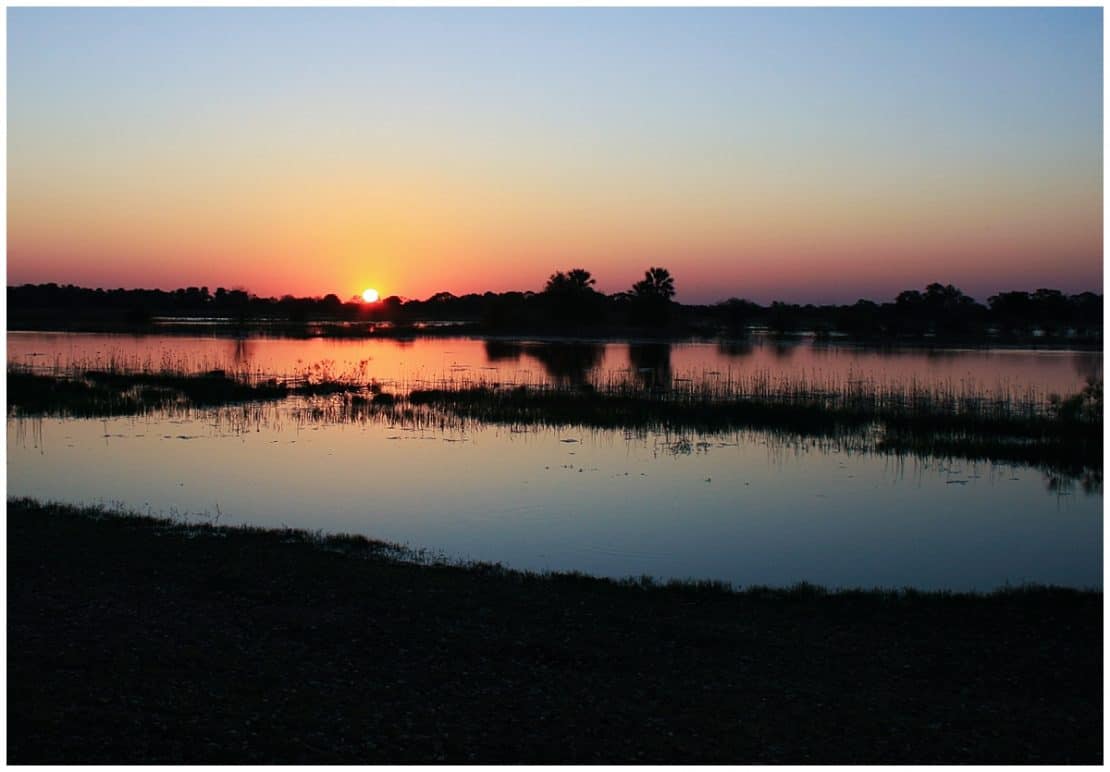 Sunset from Maun on the Okavango Delta in Botswana