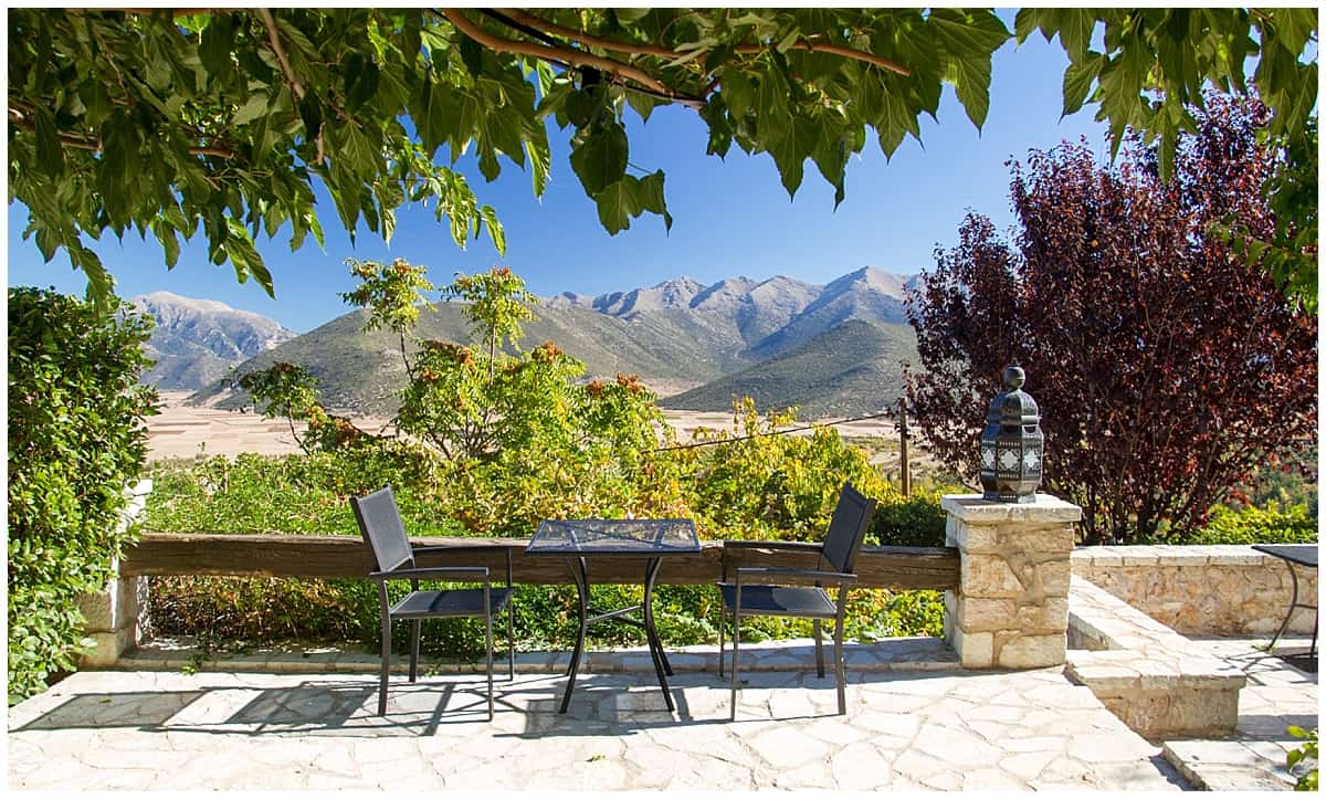 Villa Vager in the mountains in the Peloponnese with a gorgeous view over the mountains from Levidi