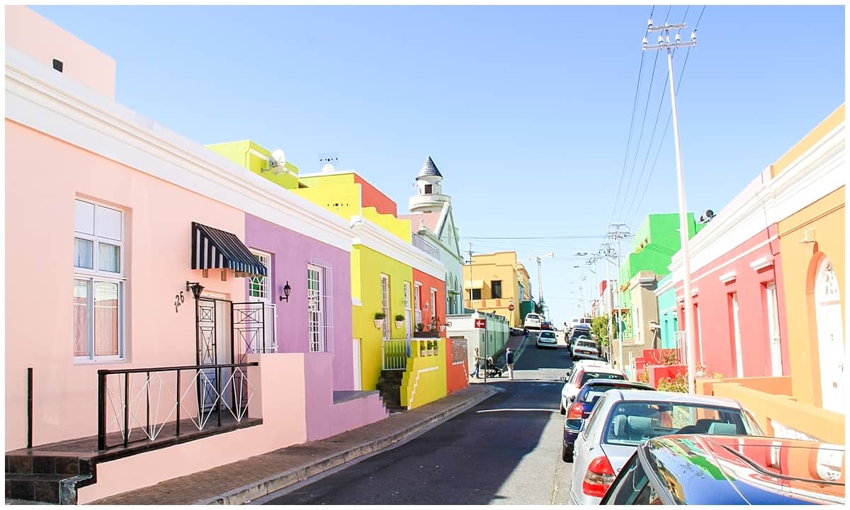 Bo Kaap Cape Town street with colourful houses