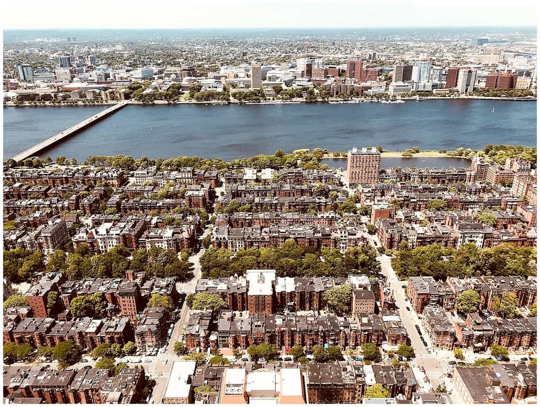 Overlooking Boston and its boutique hotels from the Skywalk Observatory