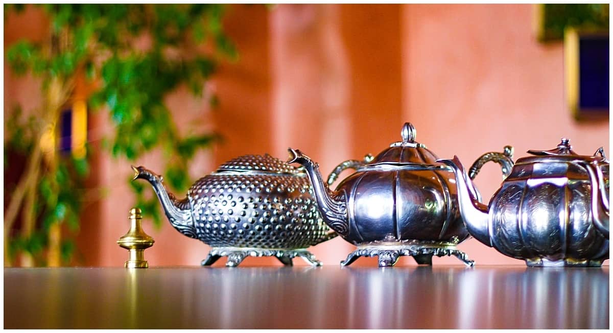 Hospitality in Morocco - teapots in a line
