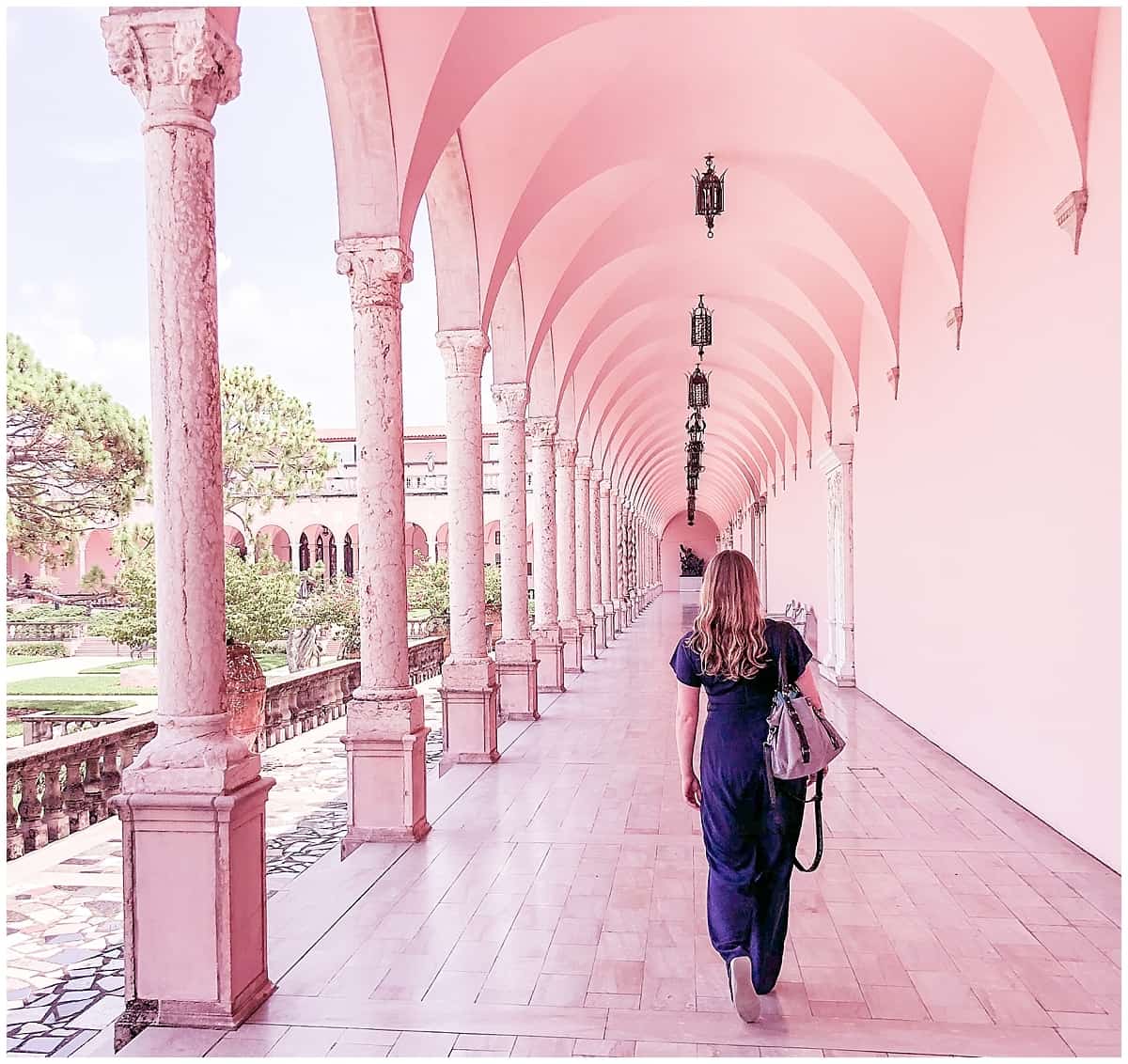 unusual things to do in Sarasota - walking through the pink arches at the Ringling Museum