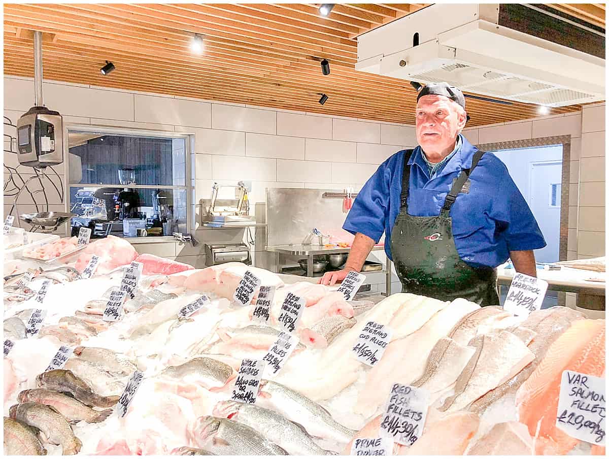 Fishmonger at Severn and Wye Smokery near the Forest of Dean
