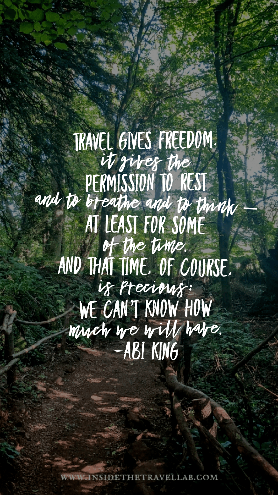 Travel quote travel gives freedom by Abigail King