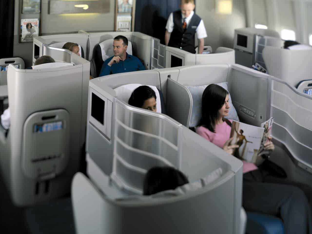 British Airways Business Class Cabin Club World with Passengers