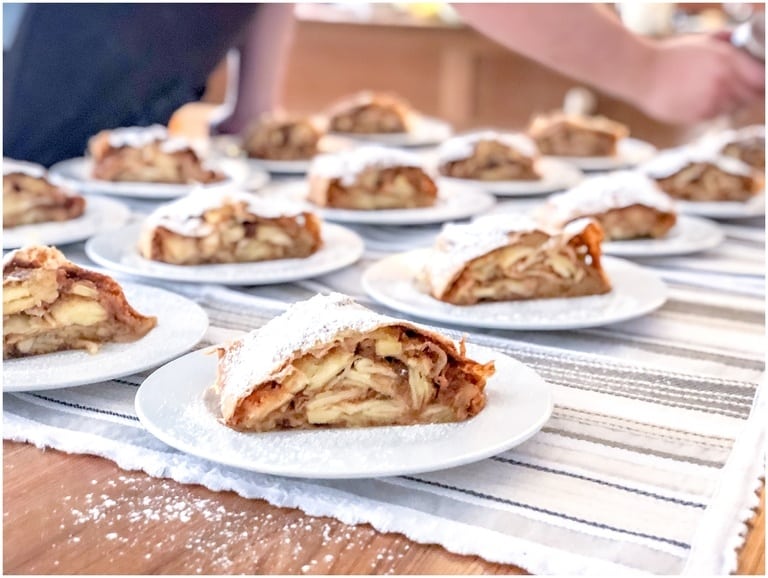 Plates of apple strudel a traditional austrian food