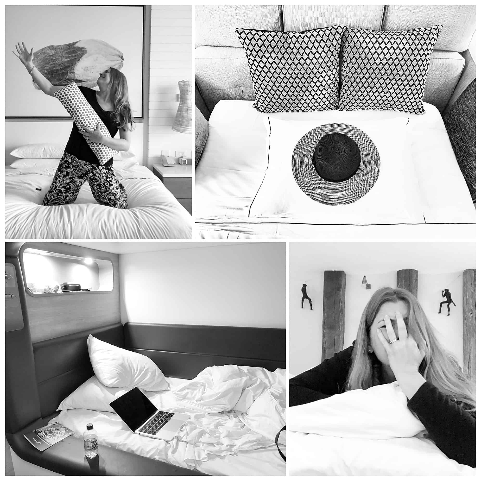 Black and white photo of woman having difficulty getting to sleep