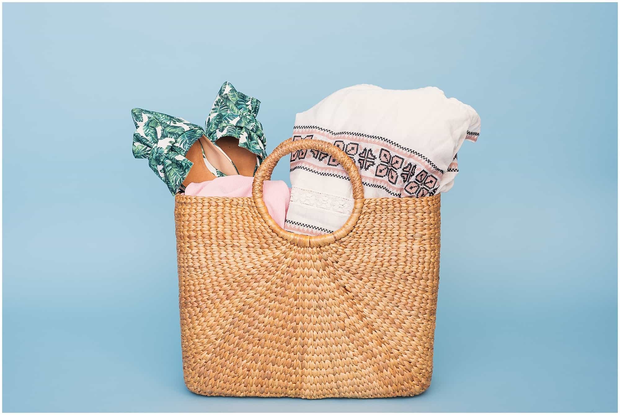 Travel checklist luggage wicker basket