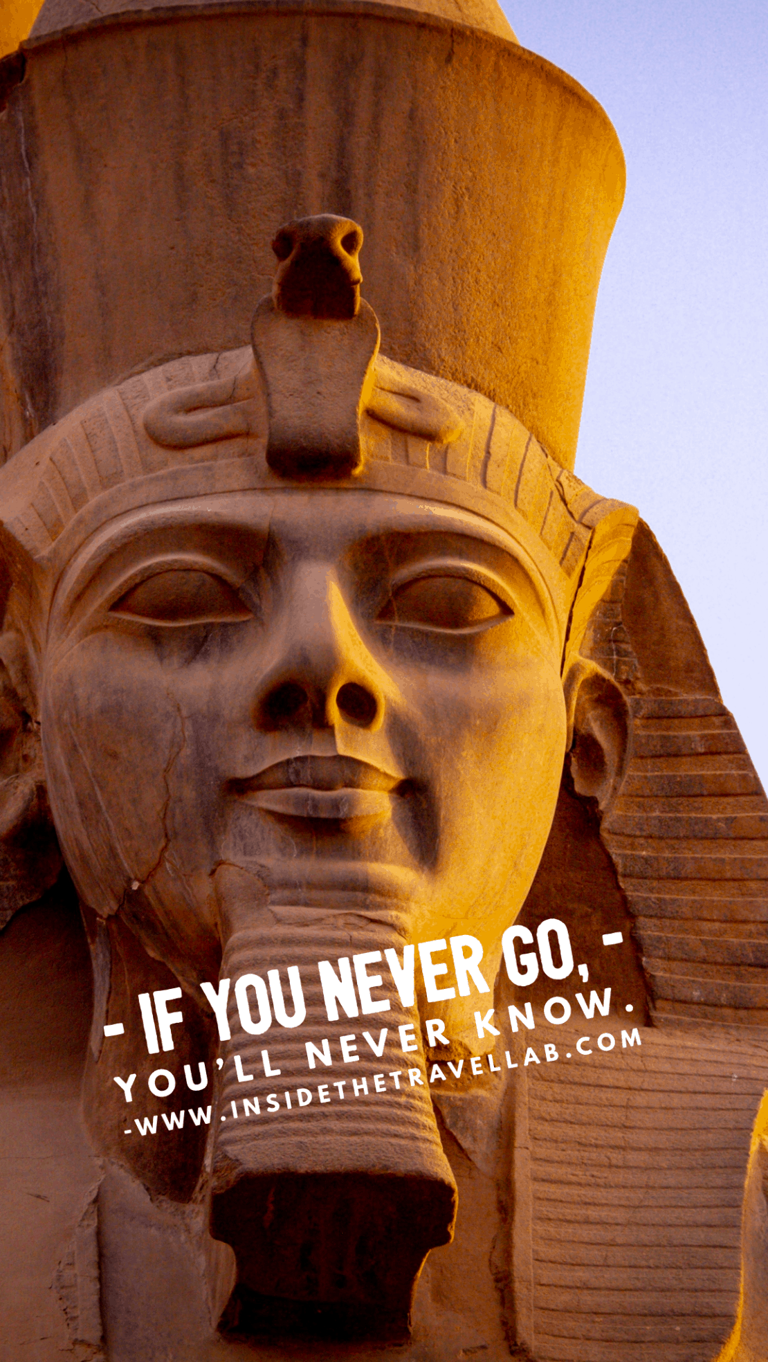 Egypt Travel Quote on Ancient Statue of Egyptian Pharaoh in Africa