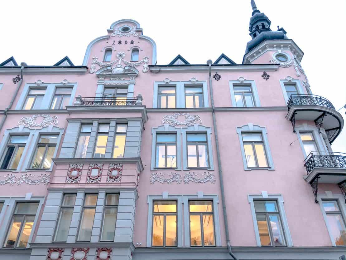 Pink buildings in Helsinki, Finland