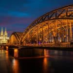 Germany - Cologne - Hohenzollern Bridge at Night with Dom Cathedral View for Two days in Cologne itinerary