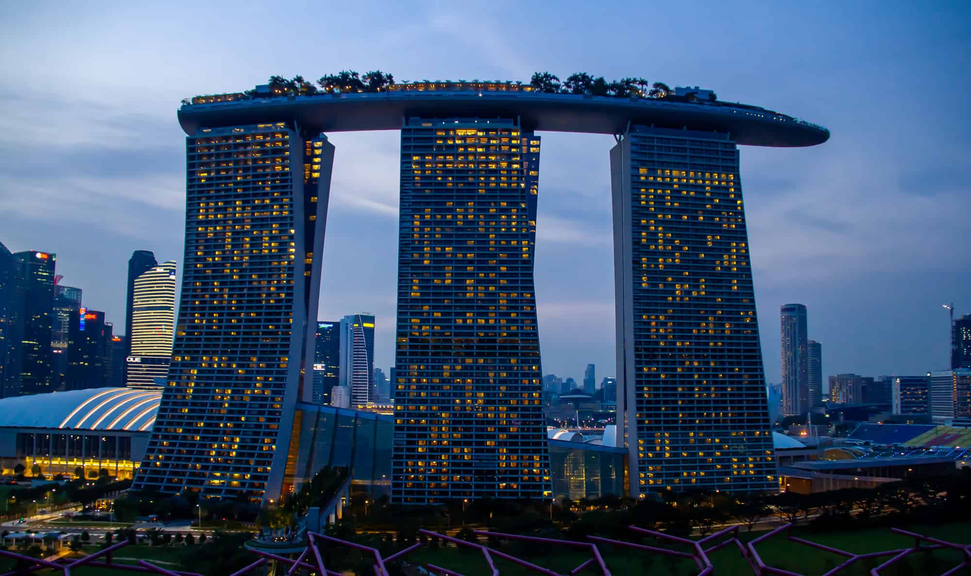 Singapore-Marina Bay Sands Hotel At Night