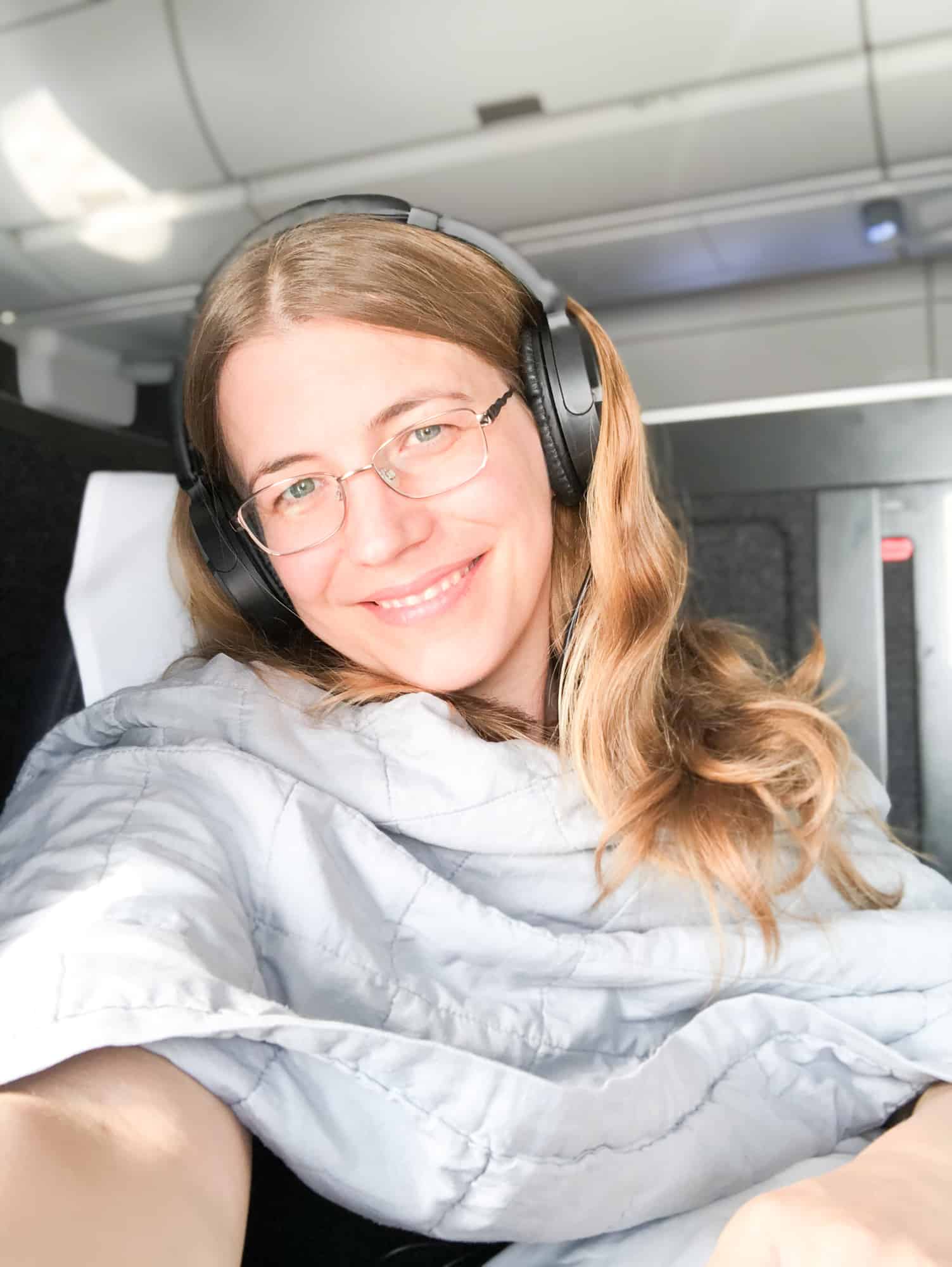 British Airways Business Class Travel Writer Abigail King Sleeping Mid flight