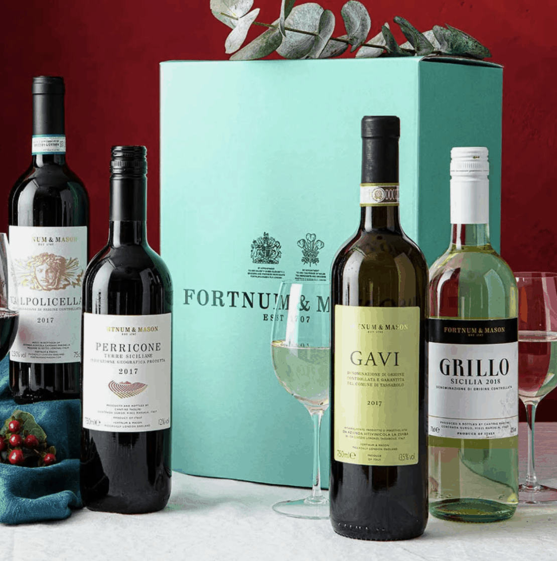 Fortnum and Mason Italian Wine Quartet - Italian Themed Gift Ideas