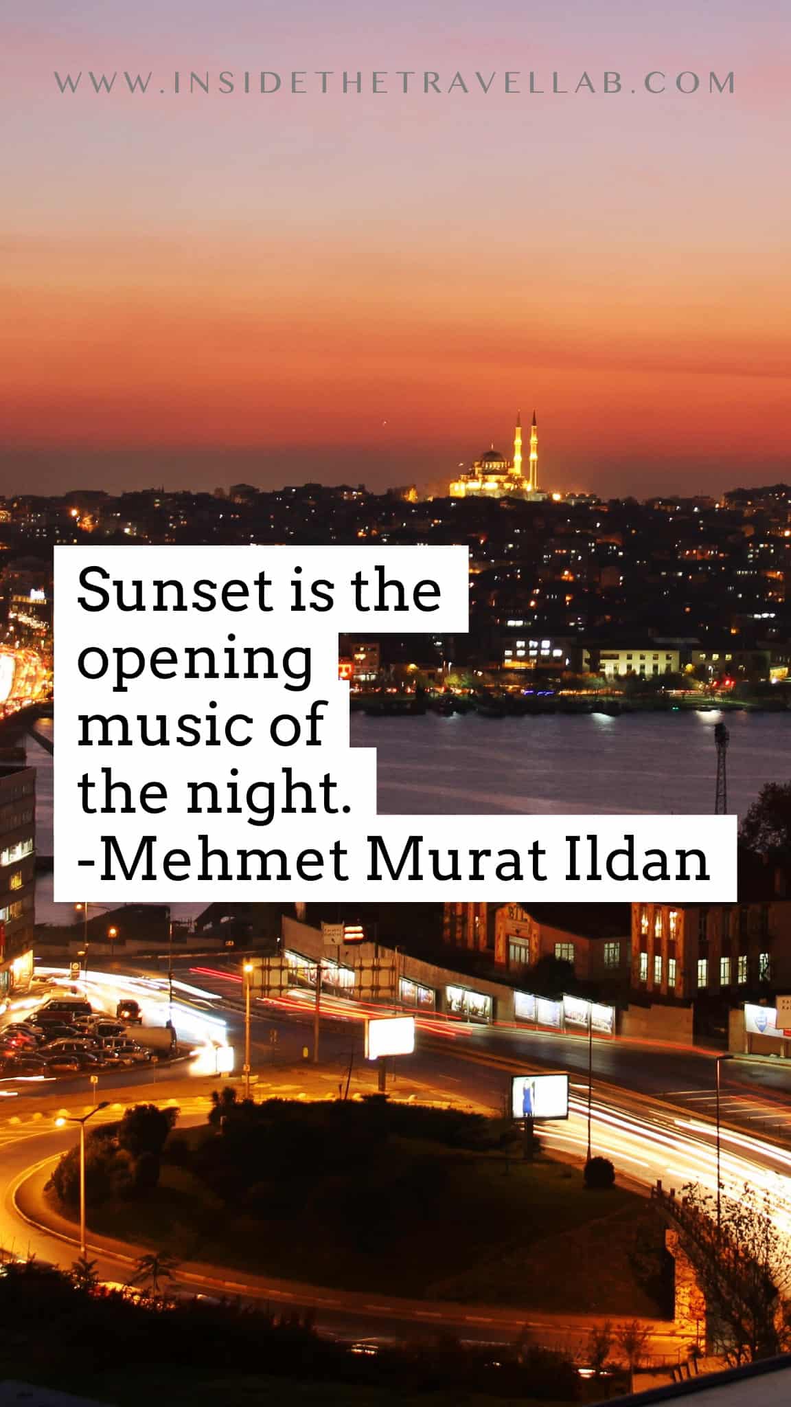 Sunset captions and sunset quotes - sunset is the opening music of the night - Mehmet Murat Ildan