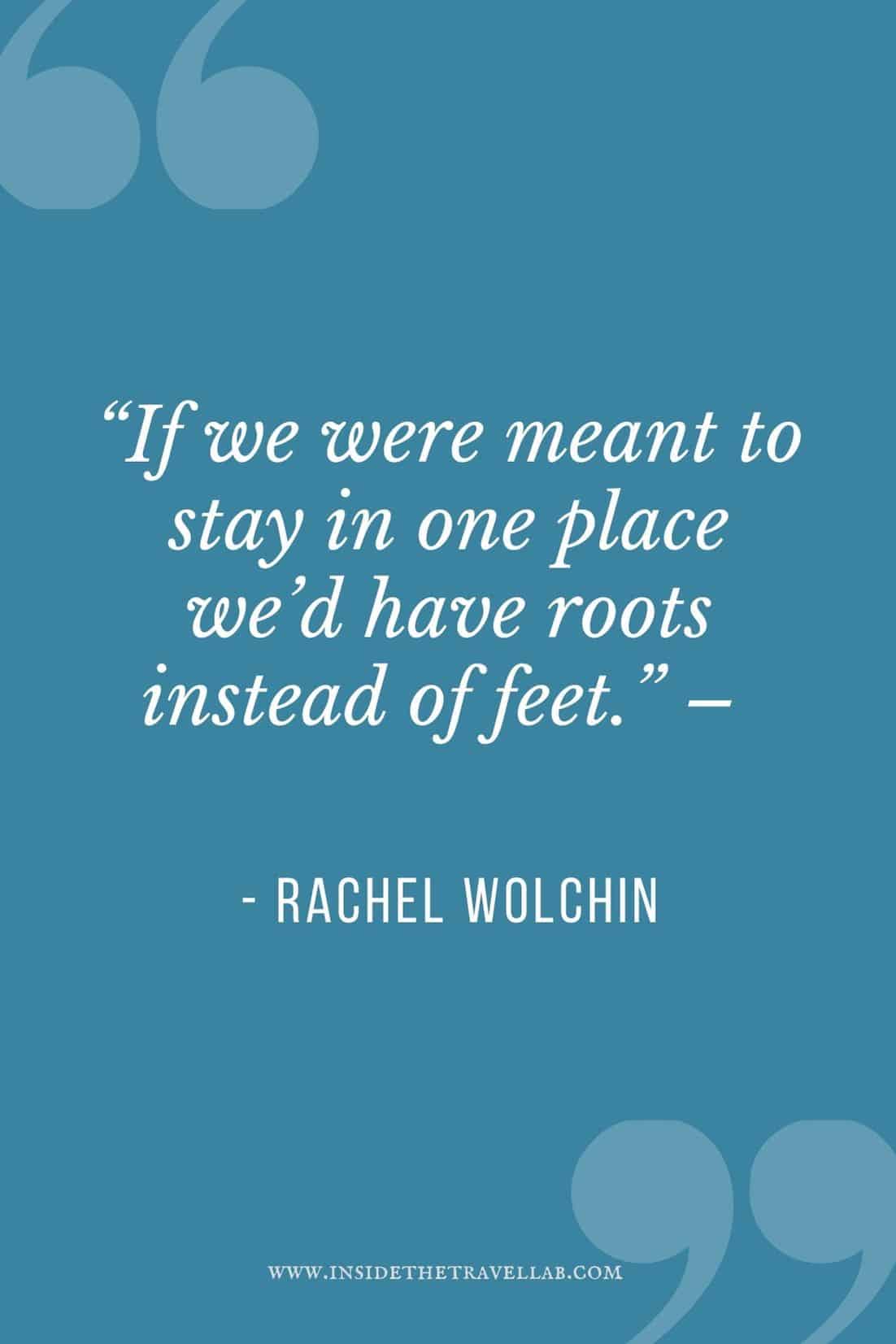 If we were meant to stay in one place we'd have roots instead of feet