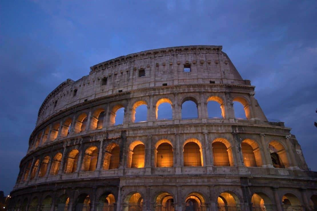 Italy - Rome - Colosseum at night - famous Italian landmarks