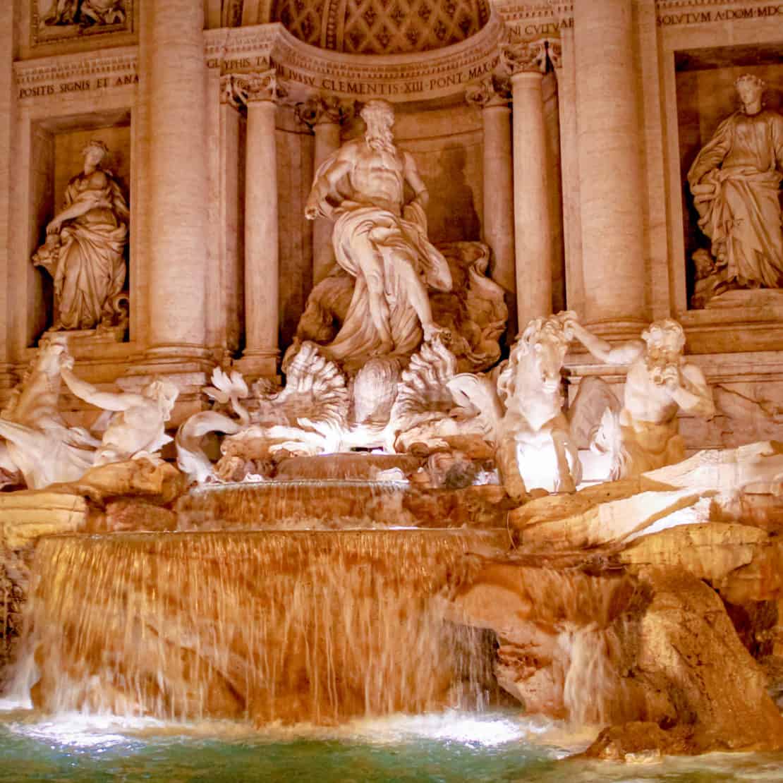 Italy - Rome - Trevi Fountain sculptures as a famous Italian landmark