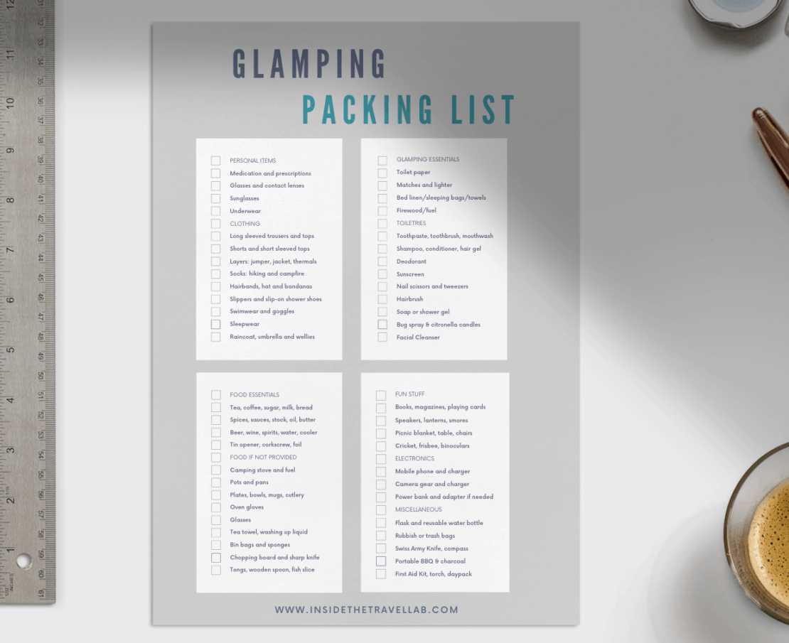 Glamping Packing Checklist PDF Printable