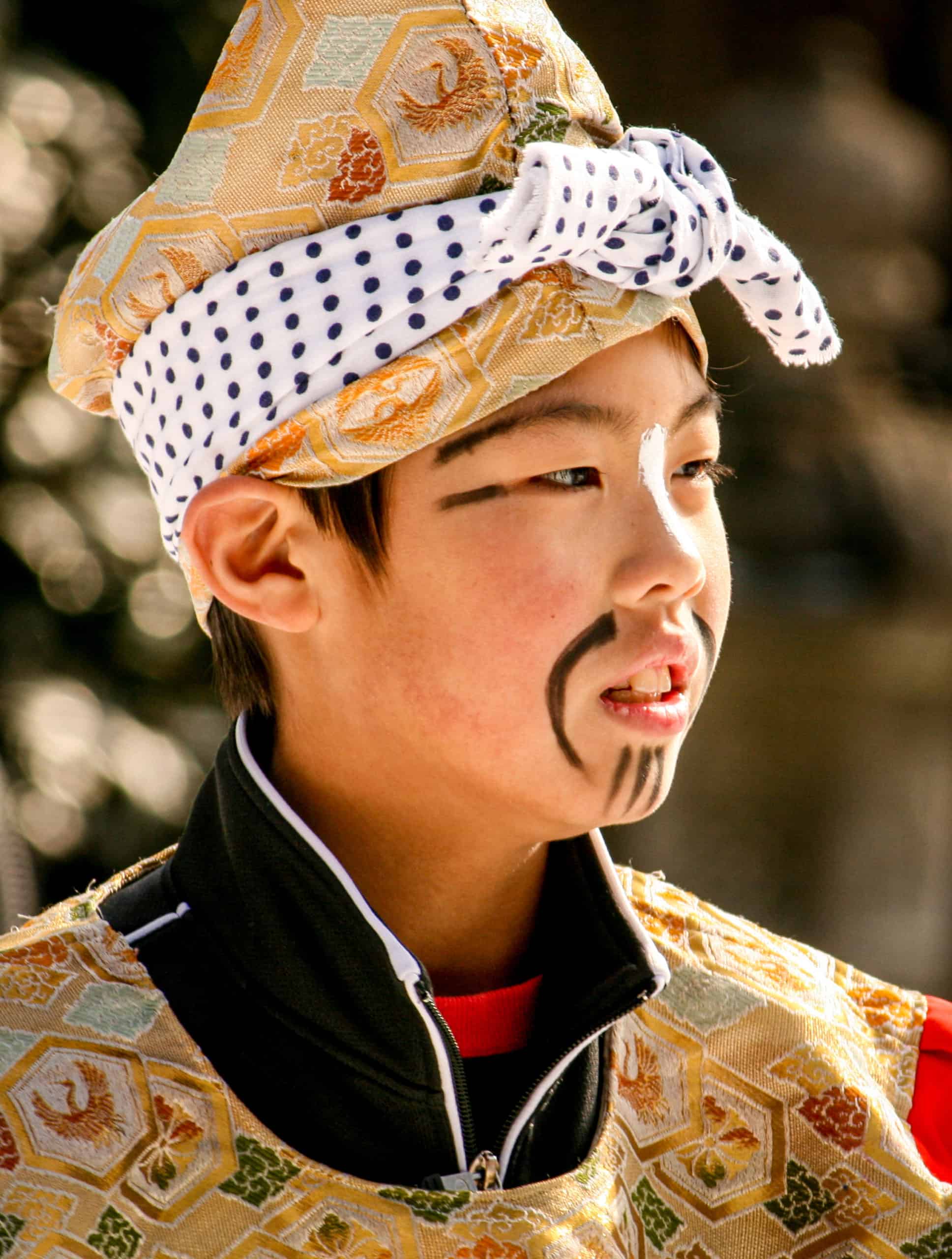 Japan - Tohoku - Aomori - Hachinohe Emburi Festival Dancers -Portrait of a young boy