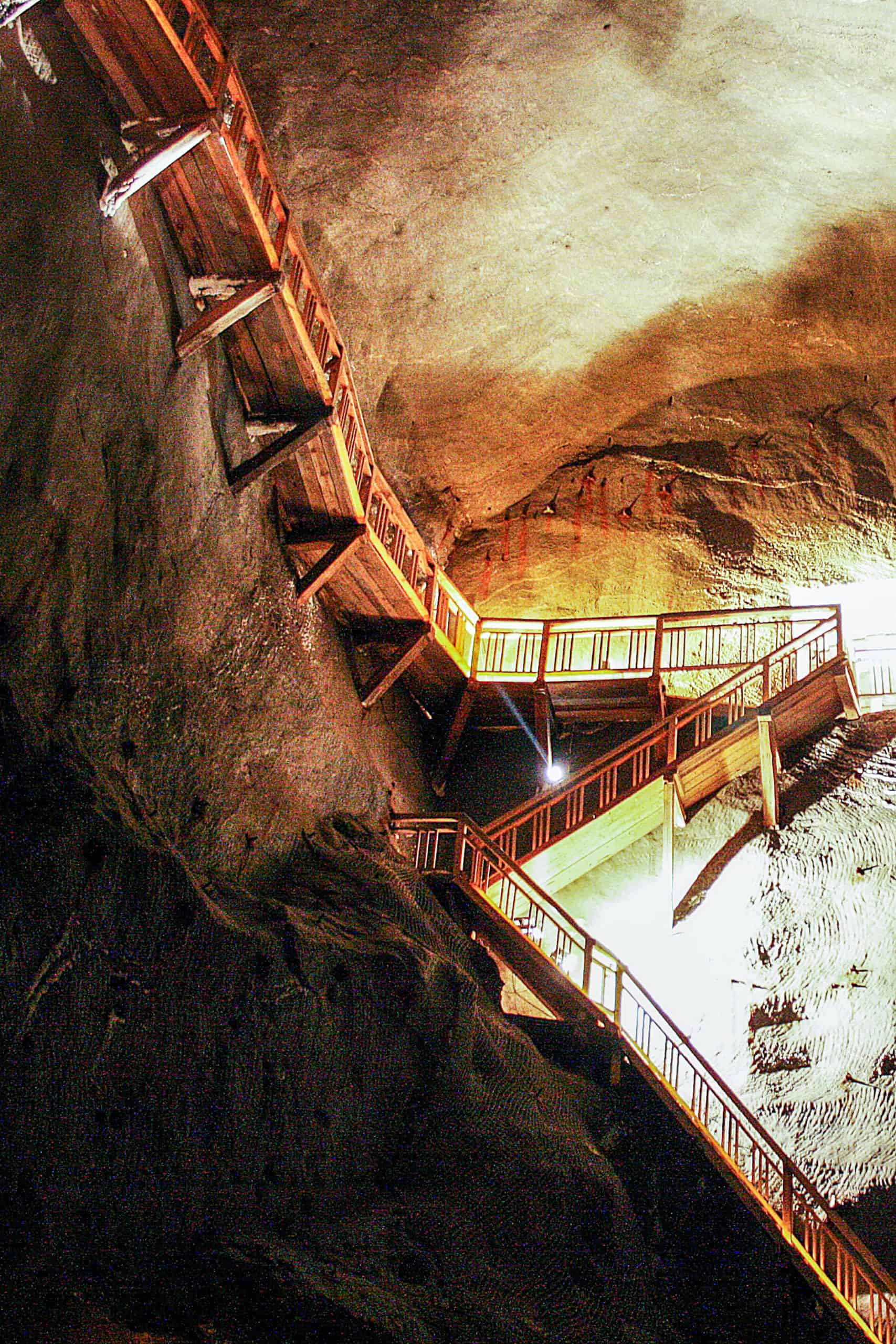 Wieliczka Salt Mine near Krakow - Chapel of St Kinga interior-rickety staircase