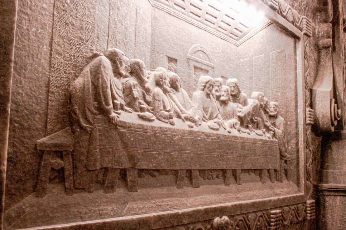 Wieliczka Salt Mine near Krakow - Last supper wall sculpture