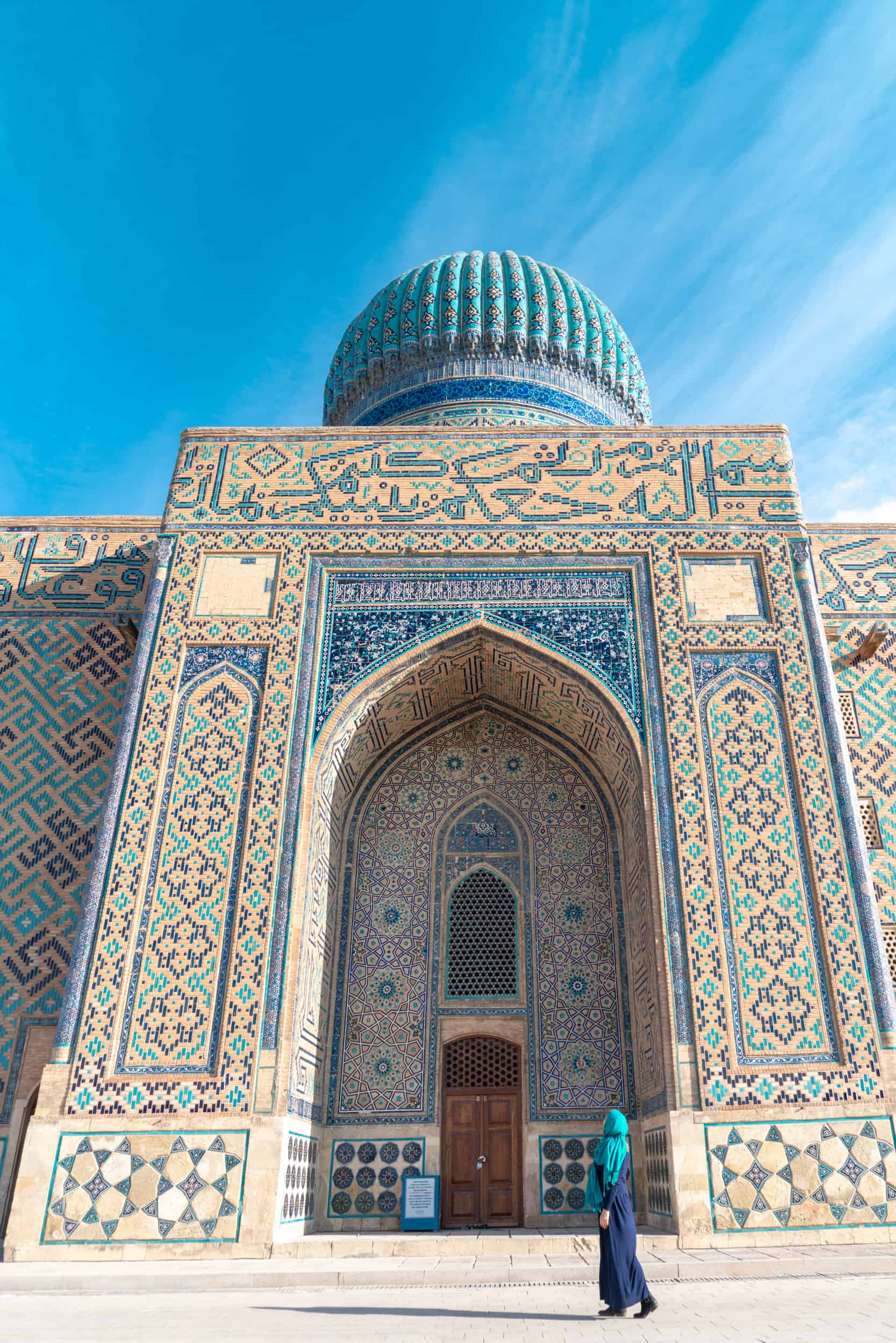 Kazakhstan - Turkistan - Mausoleum Khoja Ahmed Exterior with Abigail King - Interesting Facts About Kazakhstan