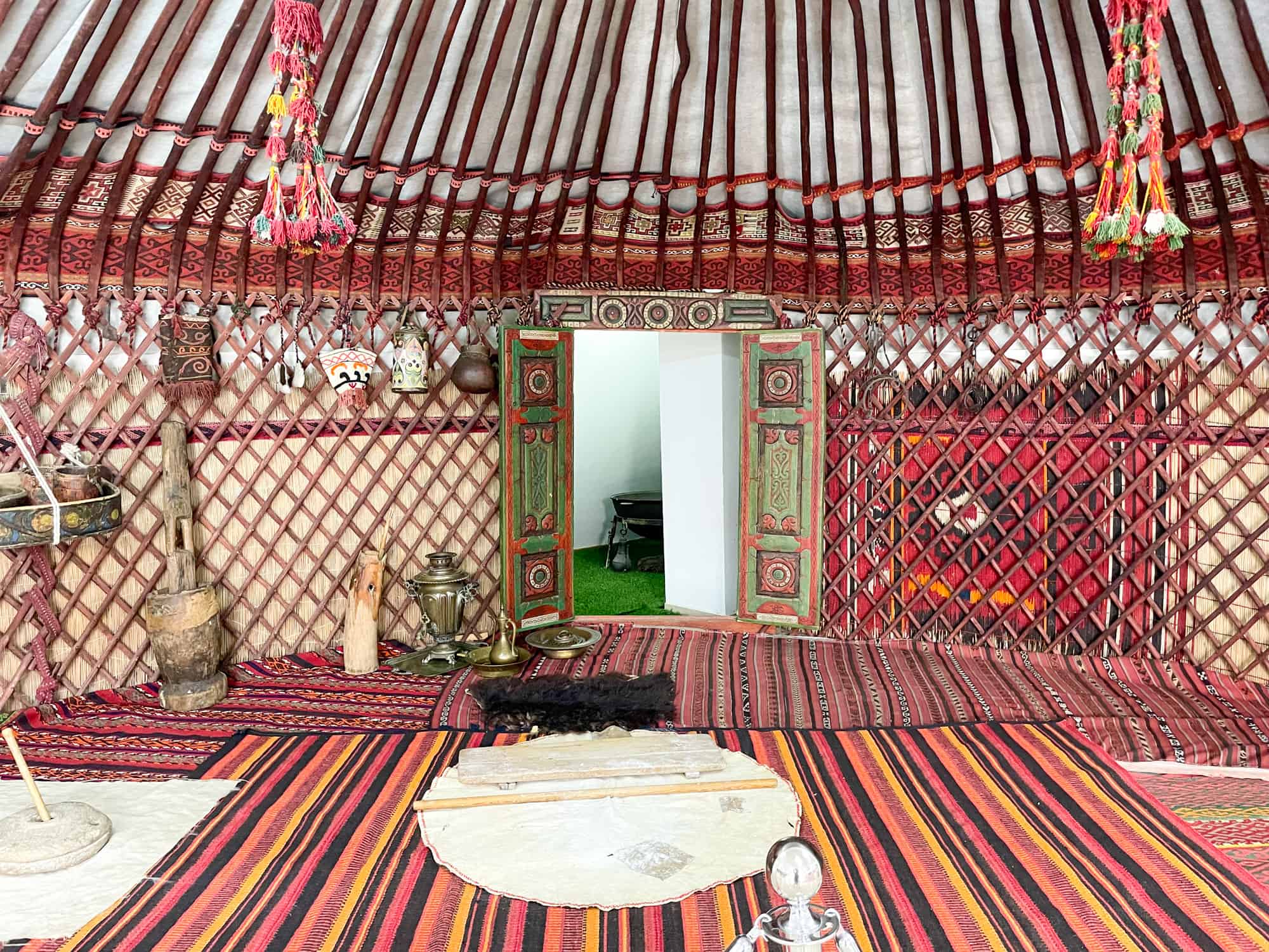 Kazakhstan Food - inside a traditional yurt